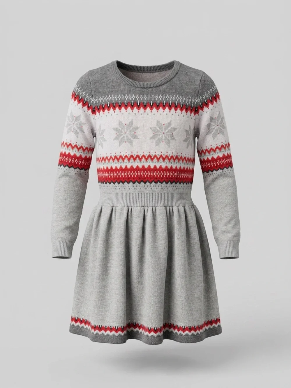Gymboree Gray and Red Fair Isle Sweater Dress